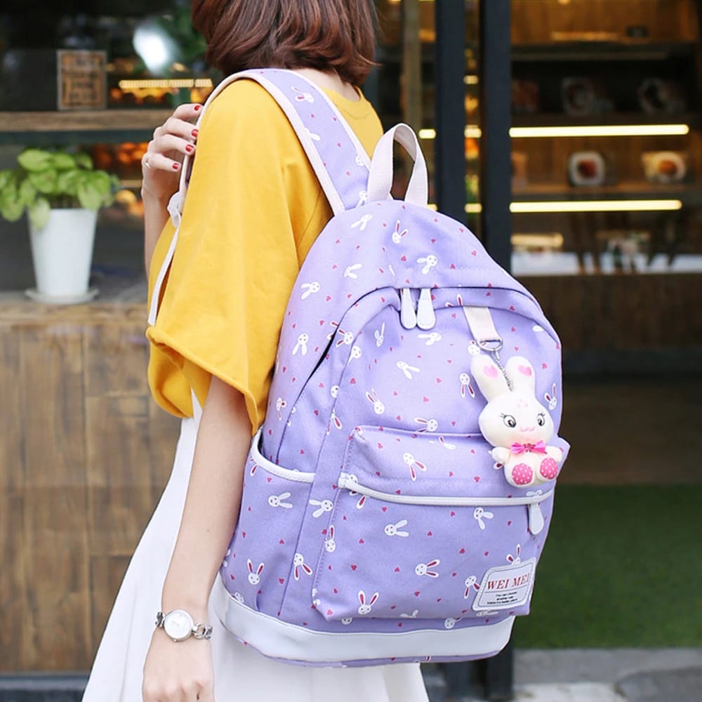 Twenty Bag - Tas Ransel Sekolah Anak Wanita Dan Pria Untuk Anak PAUD TK SD SMP REMAJA Terbaru 2021 Kekinian Motif Carakter RABBIT 4IN1 Korean Sytle Multifungsi Bahan Canvas