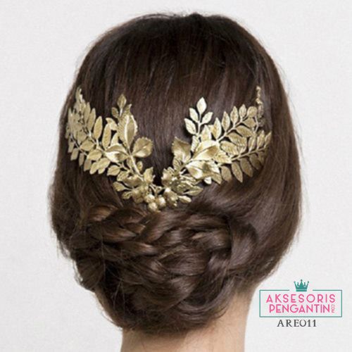 [PRODUK FAVORIT] HEADPIECE WEDDING AKSESORIS PENGANTIN TIARA BANDO GOLD ARE011