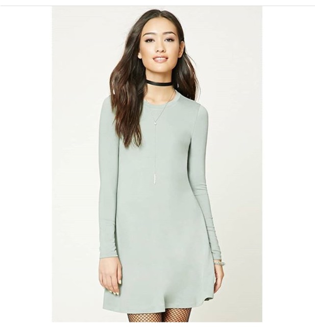 Forever 21 Crew Neck Swing Dress - Mauve F21CN1811-C10 & Sage F21CN1810-C10(rak 5-8)
