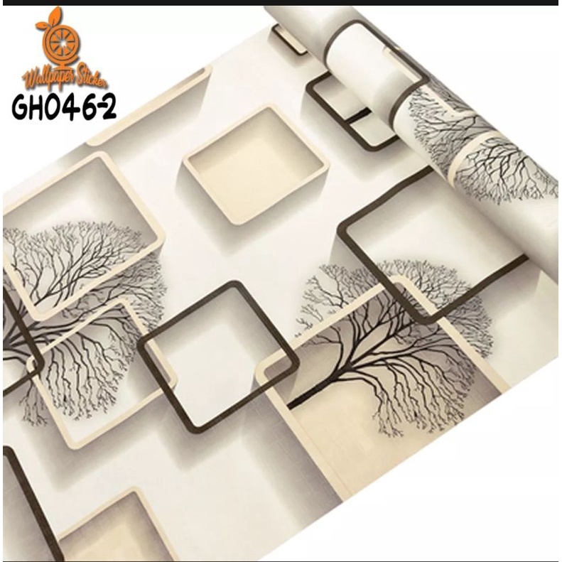 [COD]Wallpaper Sticker Dinding Motif kotak 3d gh046-2/cy1123