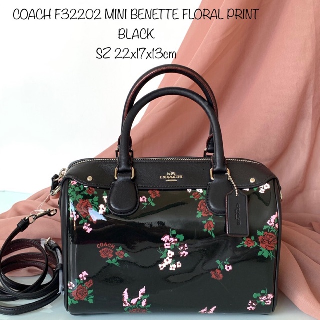 Tas Coach Original - Coach Mini Bennet Black Floral F32202