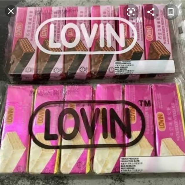 

Lovin Wafer Krim Susu / Krim coklat 12x10gram