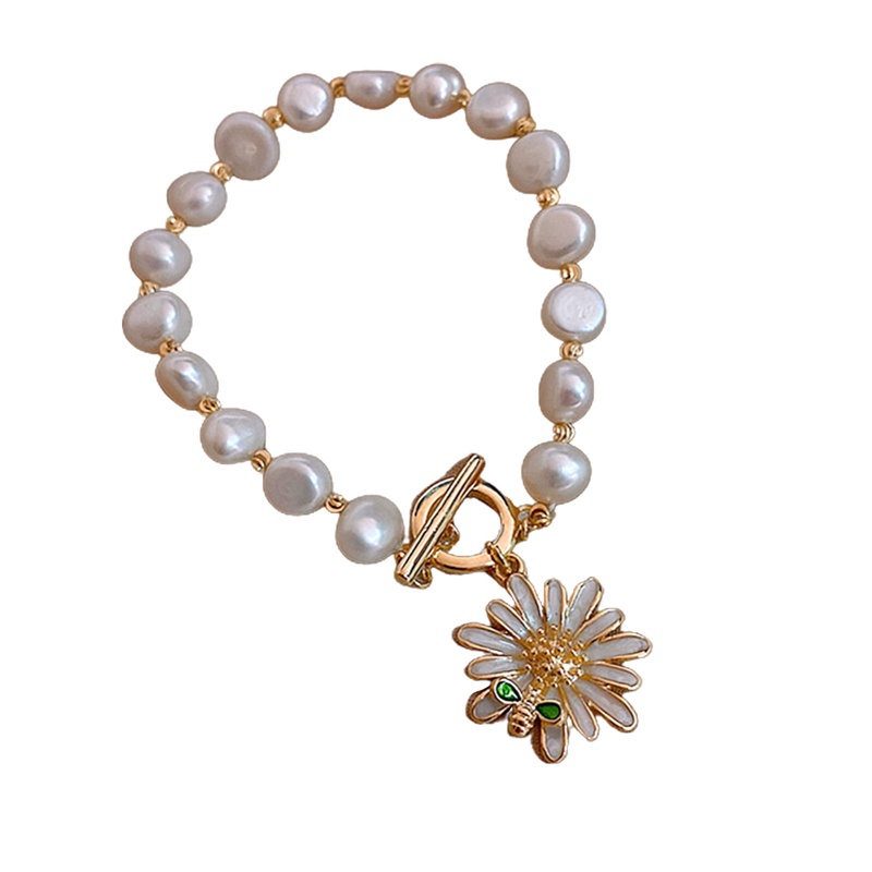Gelang Tali Mutiara Dengan Liontin Lebah Bahan Zirkon Untuk Wanita