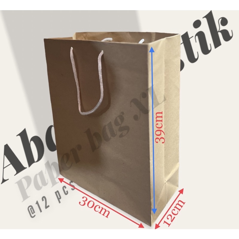 

PAPER BAG POLOS XL BESAR/TAS KERTAS BESAR XL/SHOPPING BAG@12pcs