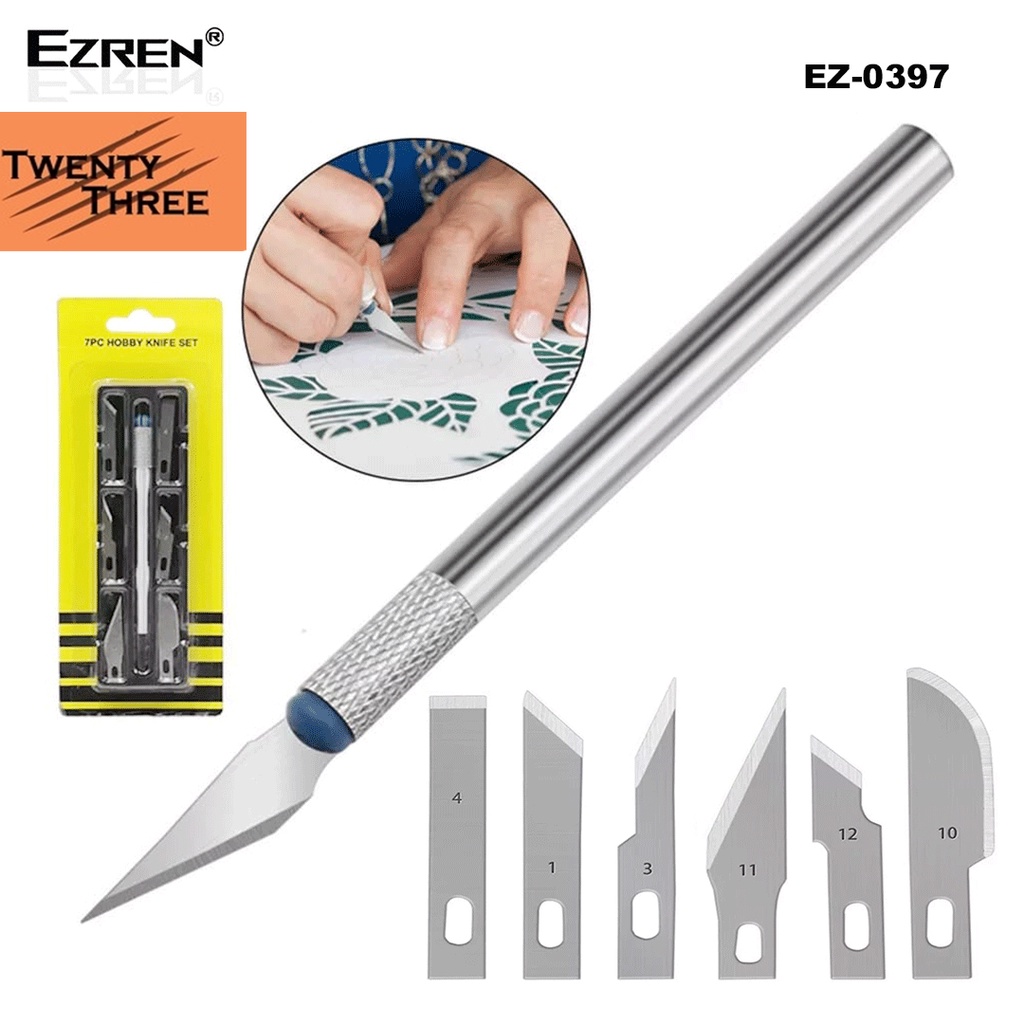

Ezren Pisau Acrylic Akrilik Kayu Set 7 in 1 Pisau Ukir Pahat Knife Art