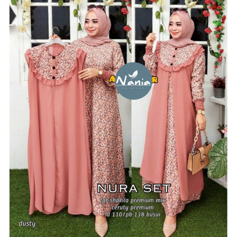 Nura set setelan shakila premium mix ceruty premium busui nania