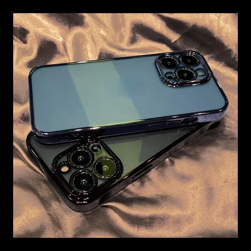 Soft Case Silikon TPU Transparan Frame Kotak Cover iPhone 13 Pro Max 12 11 Pro Max X XS XR 7 8 Plus SE