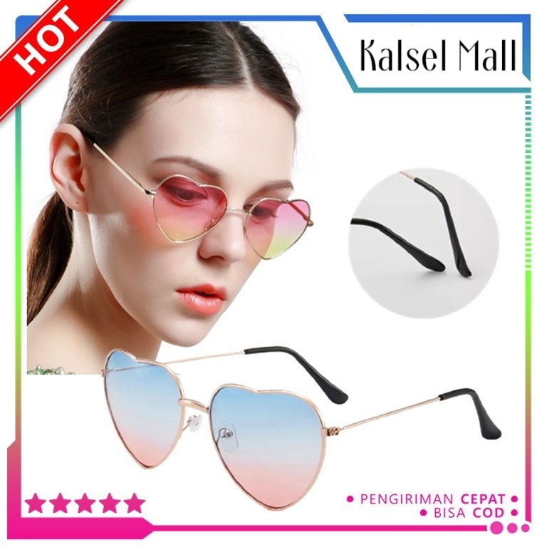 Kacamata Wanita Bentuk Love Hati Amor Fashion Korean Style Sunglasses Kaca Mata Hitam Warna Warni Anti Silau Sinar UV Matahari Kcamata Artis Selebgram Viral Tiktok Antiradiasi Polarised Cewek Perempuan KCH28