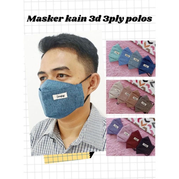 Jual Masker Kain 3d 3ply Polos, Masker Kain Polos, Masker Kain 3d Katun ...