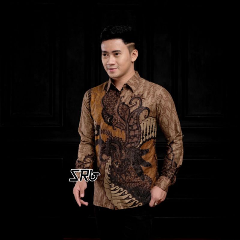 kemeja pria batik kemeja panjang pria azmil size M L XL XXL