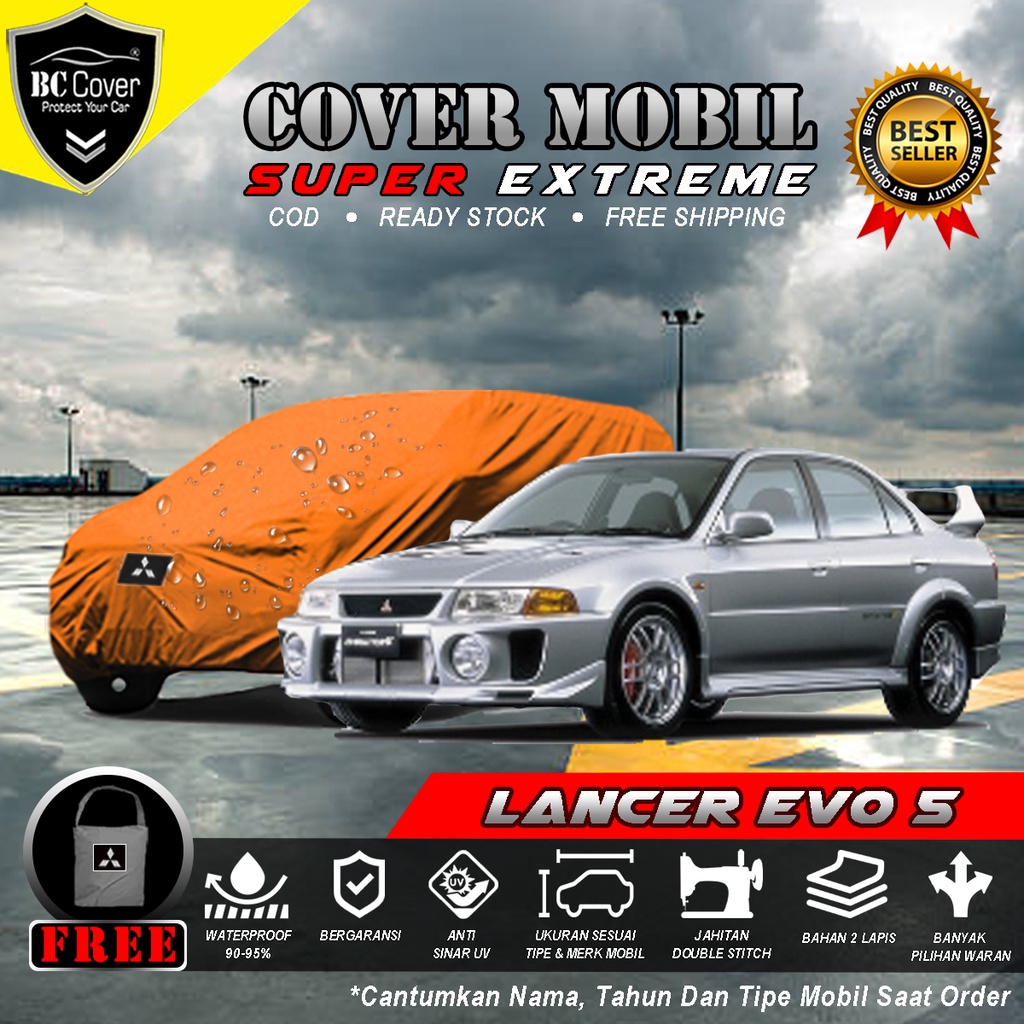 Body Cover Mobil Lancer Evo 5 Waterproof Outdoor / Sarung Mobil Mitsubishi Lancer Evo 5 Outdoor / Selimut Tutup Sedan Lancer Mantol Kerudung Mantel Penutup Mobil Sedan Lancer Evo Anti Air Waterproof Outdoor