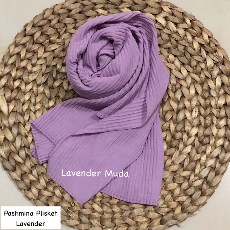 PASHMINA PLISKET CERUTY BABYDOLL FULL PLISKET TANPA GARIS TENGAH-Lavender MudaPlisket