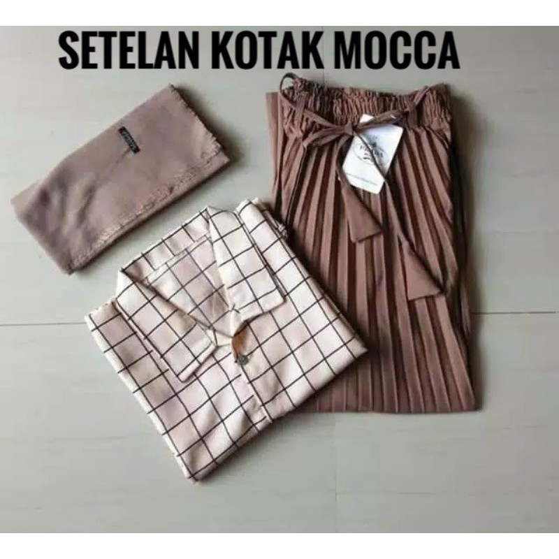 Setelan Premium 3in1 Plisket Mocca