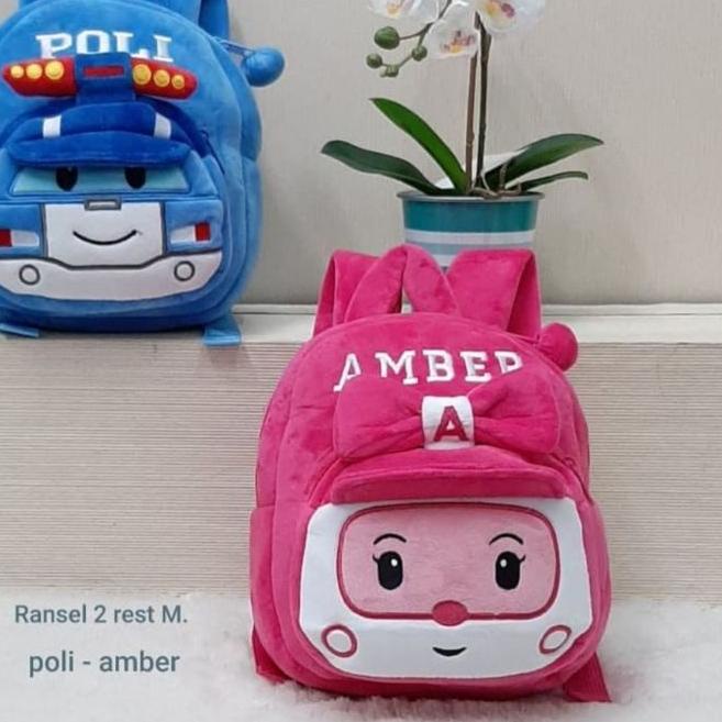 ➹ Backpack Import Tas Ransel Anak Boneka Robocar Poli Amber Robotruck ☆