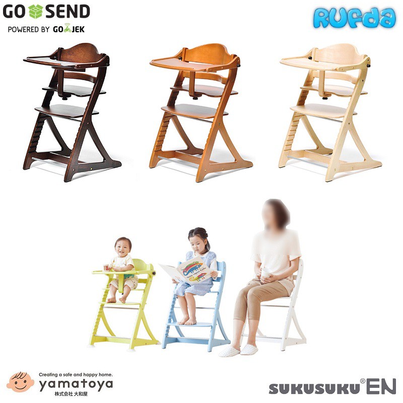 Yamatoya SukuSuku Highchair Kayu Wood Model Elegan Kursi Makan