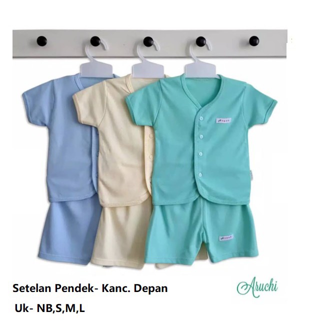 1 SETEL ARUCHI Setelan Baju Pendek Anak Warna Polos