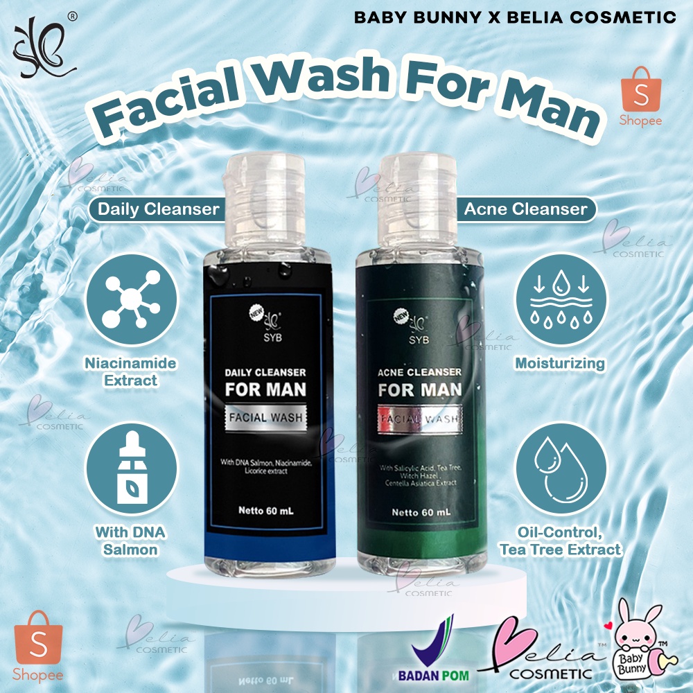 ❤ BELIA ❤ SYB Facial Wash For Man 60ml Daily &amp; Acne | Cleanser | Acne | Pembersih Wajah | BPOM