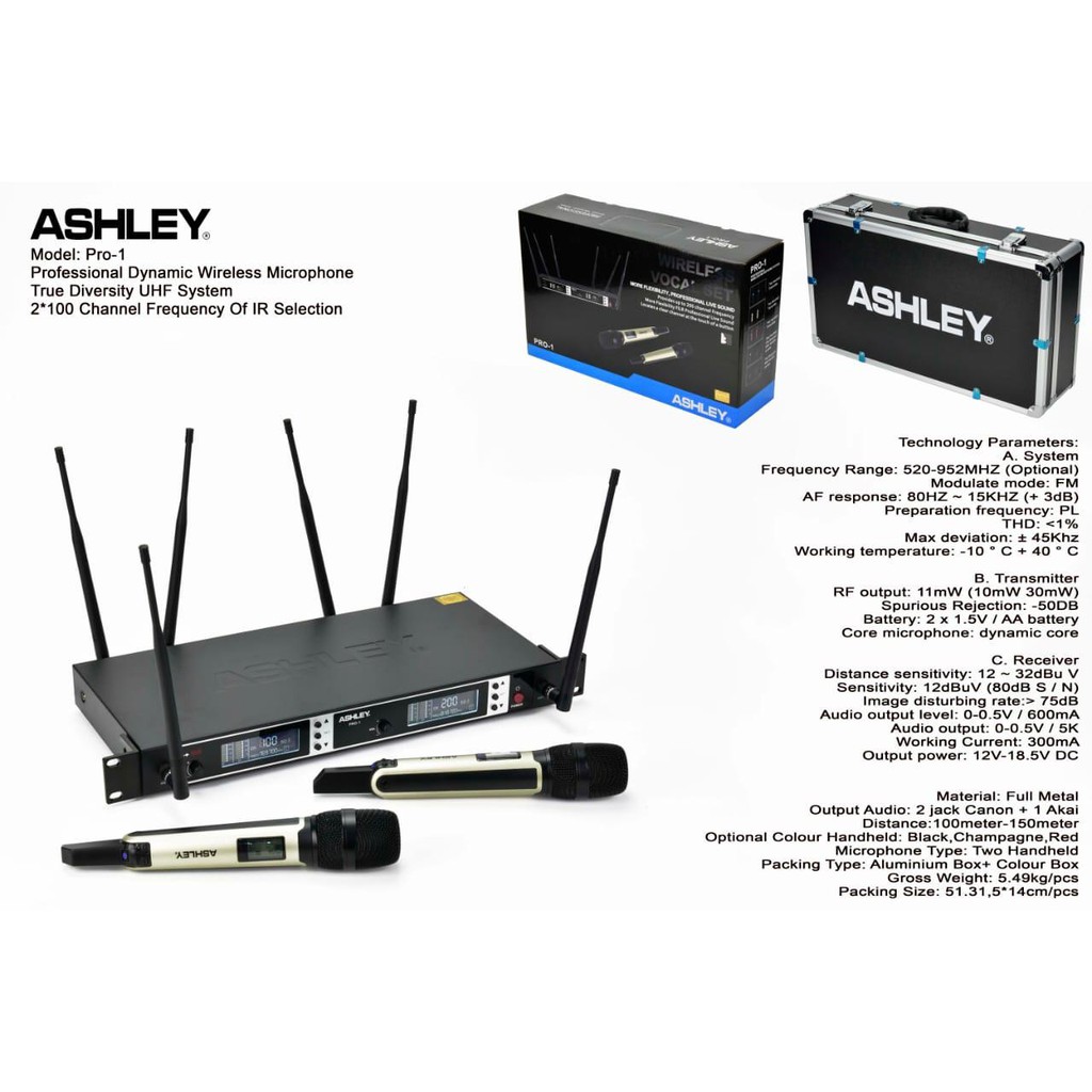 ASHLEY Pro-1 / Pro-1 New Model Wireless Microphone ASHLEY - ORIGINAL