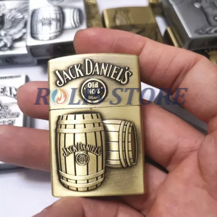 COD- Korek Api Zippo Sumbu Roda Motif Jack Daniel Series - Korek Unik Klasik