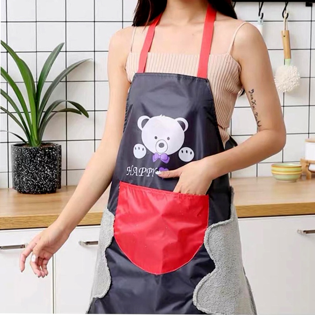 Celemek Masak Anti Air Dan Minyak Apron Dapur Barista Koki Chef Waiters Lap Tangan 2 Sisi Waterproof