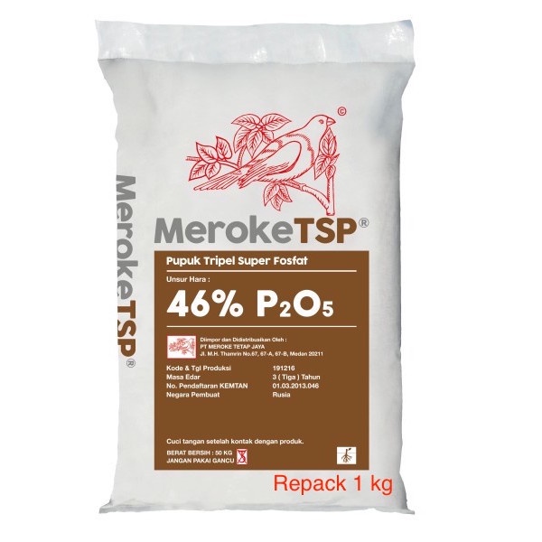 MerokeTSP Triple Super Fosfat 46% Pupuk Tanaman Meroke TSP P2O5 1kg
