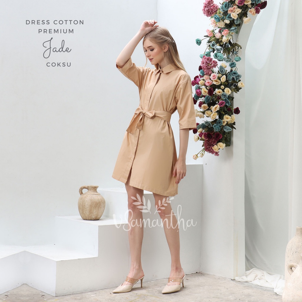 Cotton Shirt Dress Premium Jade