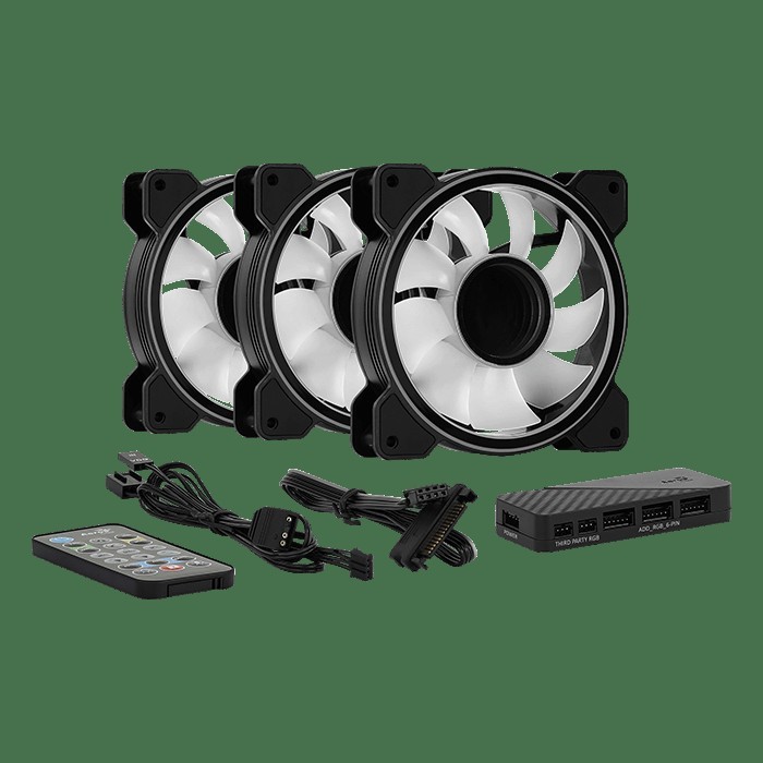 Aerocool Mirage 12 ARGB Pro 12CM Fan (3 Pcs 120mm Fan + H66F Hub + Remote Control)