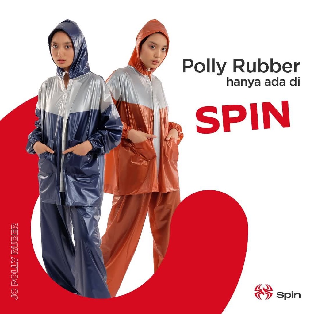 Jas Hujan Setelan Dewasa Jaket Celana Stelan Kombinasi Spin Protec Poli Rubber