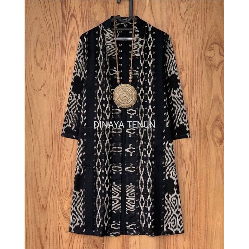 OUTER TENUN -  LONG OUTER TENUN HITAM  -BLAZER TENUN