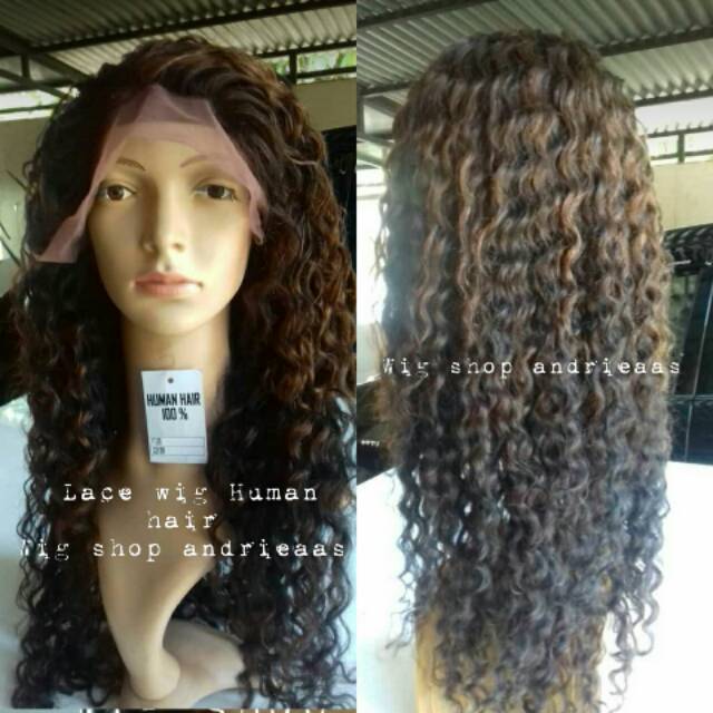 Wig lace Human hair 100% wig rambut asli