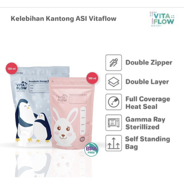 VITAFLOW BREAST MILK STORAGE BAG / ANIMAL VERSION - 25 BAGS X 100 ML