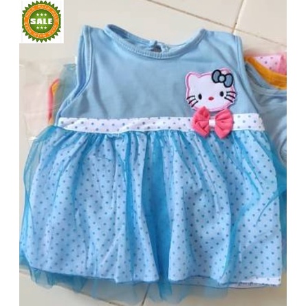 (SATUAN) Dress bayi hellokitty pinguin newborn tile pink kuning biru 0-6 bulan termurah