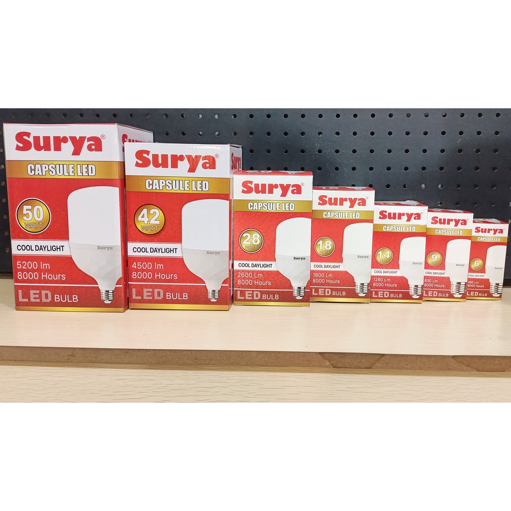 Surya Capsule Bohlam Lampu LED 6-9-14-18-28-36-42-50 Watt Cool White