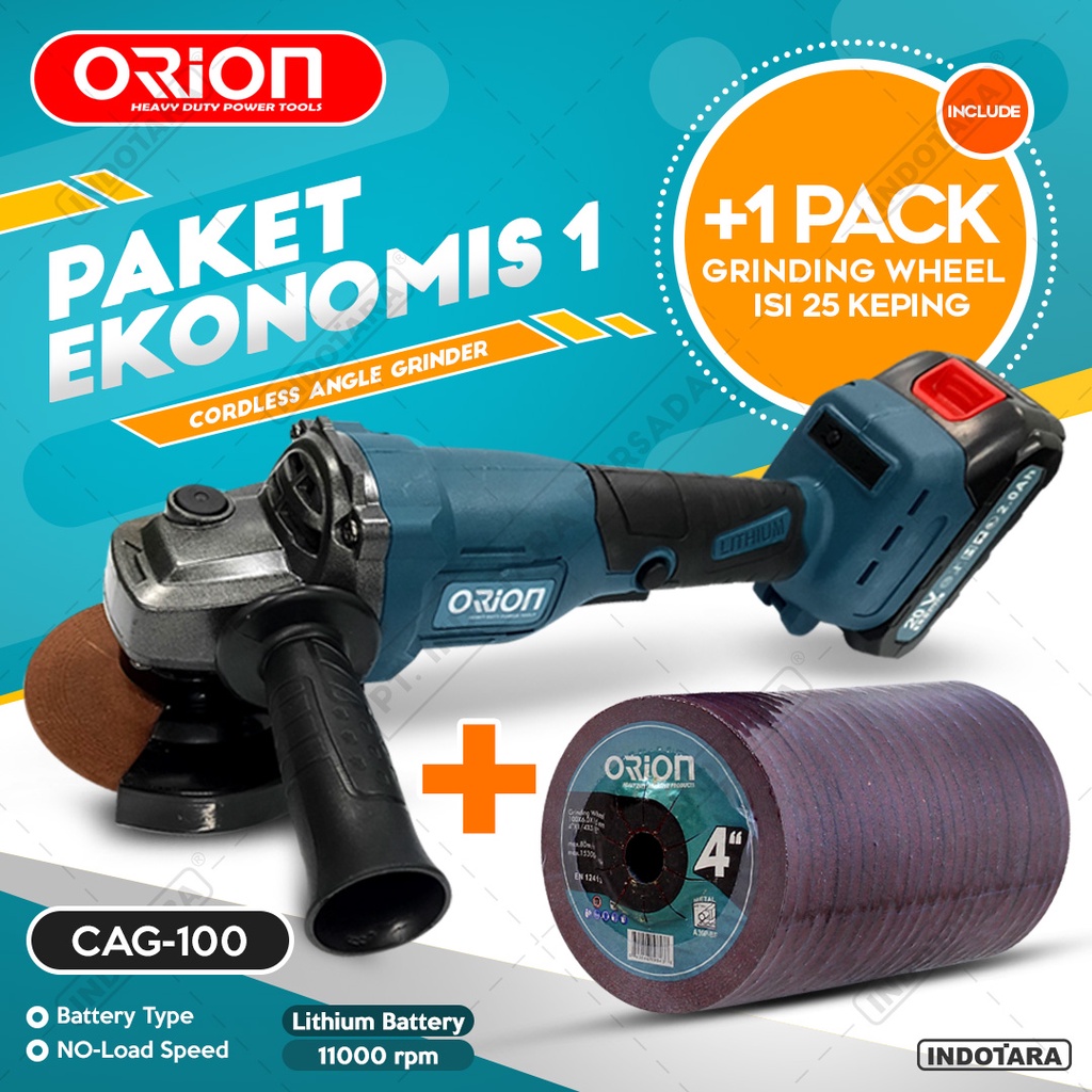 Paket Ekonomis 1 - Gerinda Tangan Orion CAG100 - 1 Pack Mata Gerinda Poles