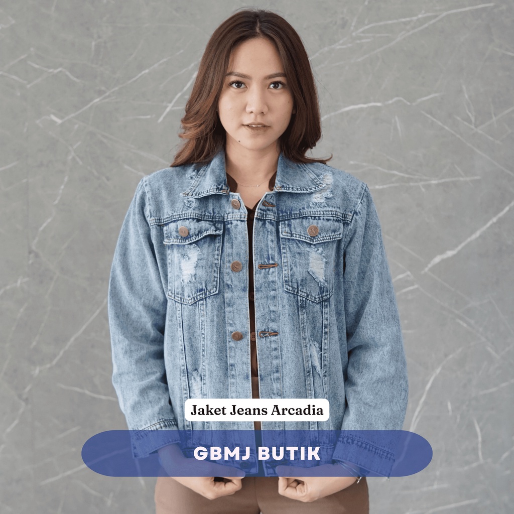 (COD) GBMJ Butik Jaket Jeans Wanita Lengan Panjang Arcadia Allszie Jumbo Standard S-XXL