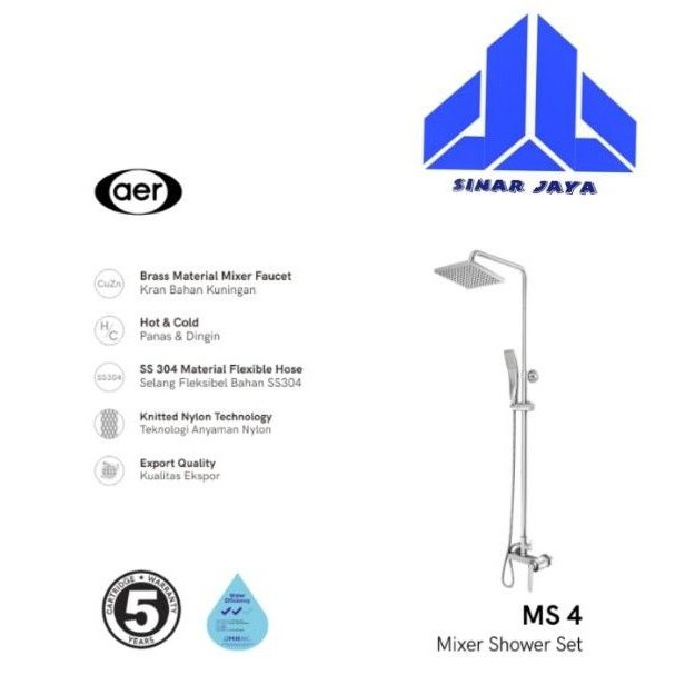 AER Mixer Shower Set Complete Kran Panas Dingin-Kran Air-Kran MS-4
