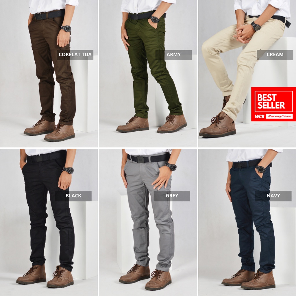 Celana Chinos Kain Chino Panjang Cowok Kerja Kantor Pria Slim Fit Original