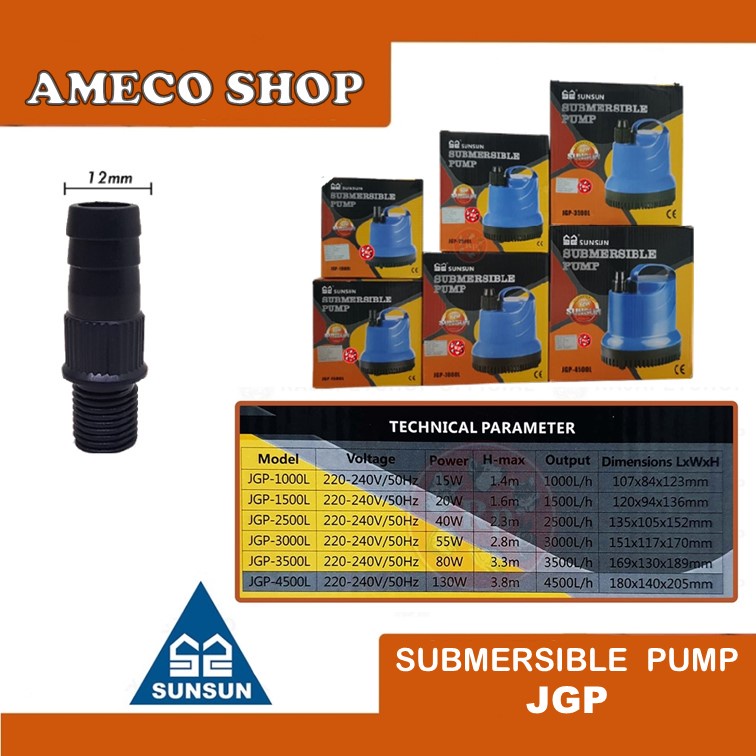 SUNSUN JGP 1500 Submersible Water Pump Pompa Air Celup Kolam Aquarium