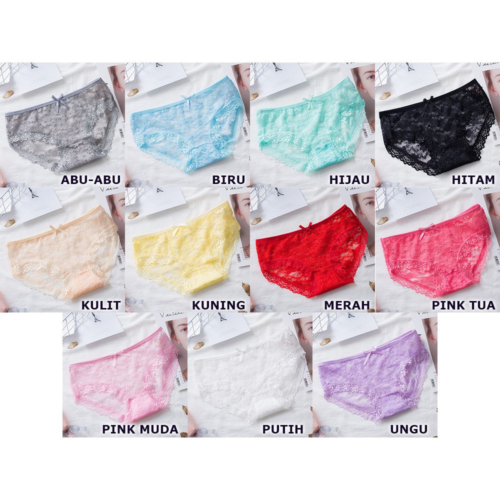 BV.ID CD036 Celana dalam Wanita CD Panties Renda Bunga Women Lace Flower Sexy Transparant