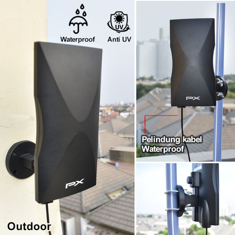 Antena TV Digital Analog PX DA-5900B Kabel 12M Booster indoor-Outdoor