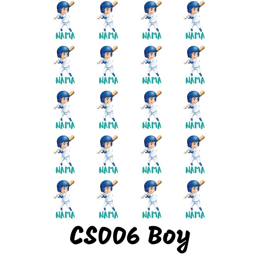 

Sticker Nama Cutting Label Waterproof Tahan Air Boy Sport 06 (CS006)