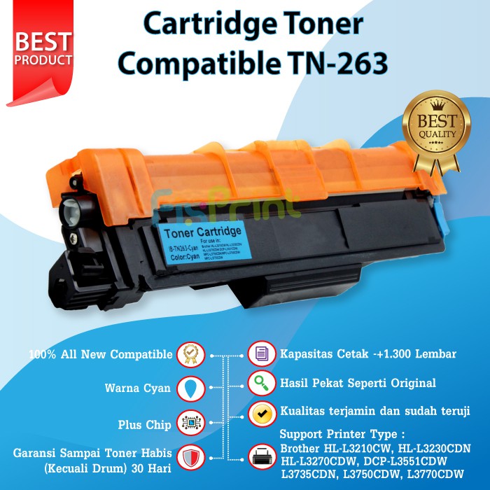 Cartridge Toner Compatible TN-263 TN263 Printer Brother HL-L3210CW