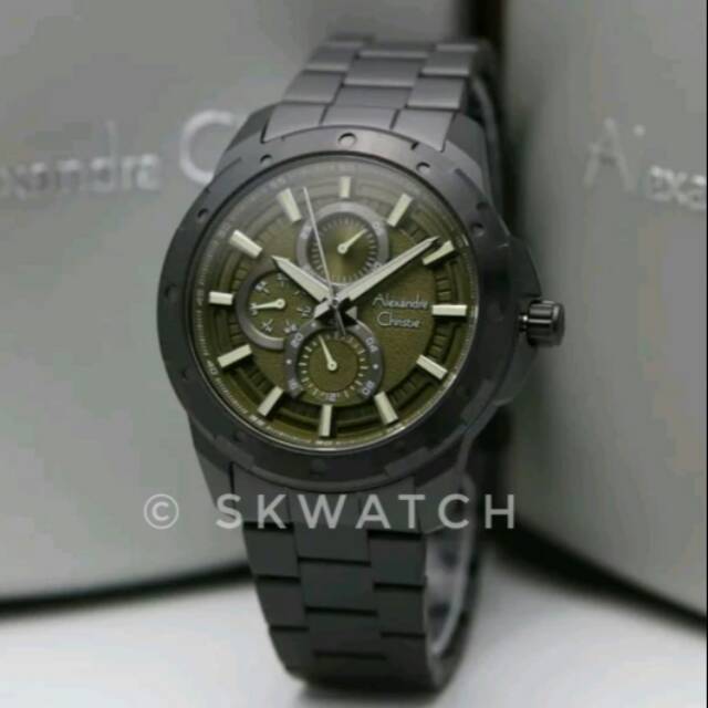 Ac 6538 Alexandre Christie Jam Pria Black Green Original