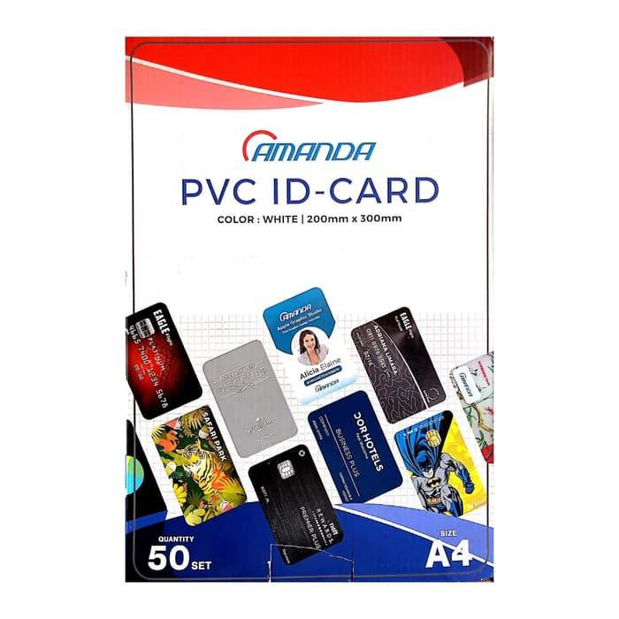 

Kertas PVC Bahan Cetak ID Card Kartu Nama Instan Merk Amanda 1 Box isi 50 Set ATK