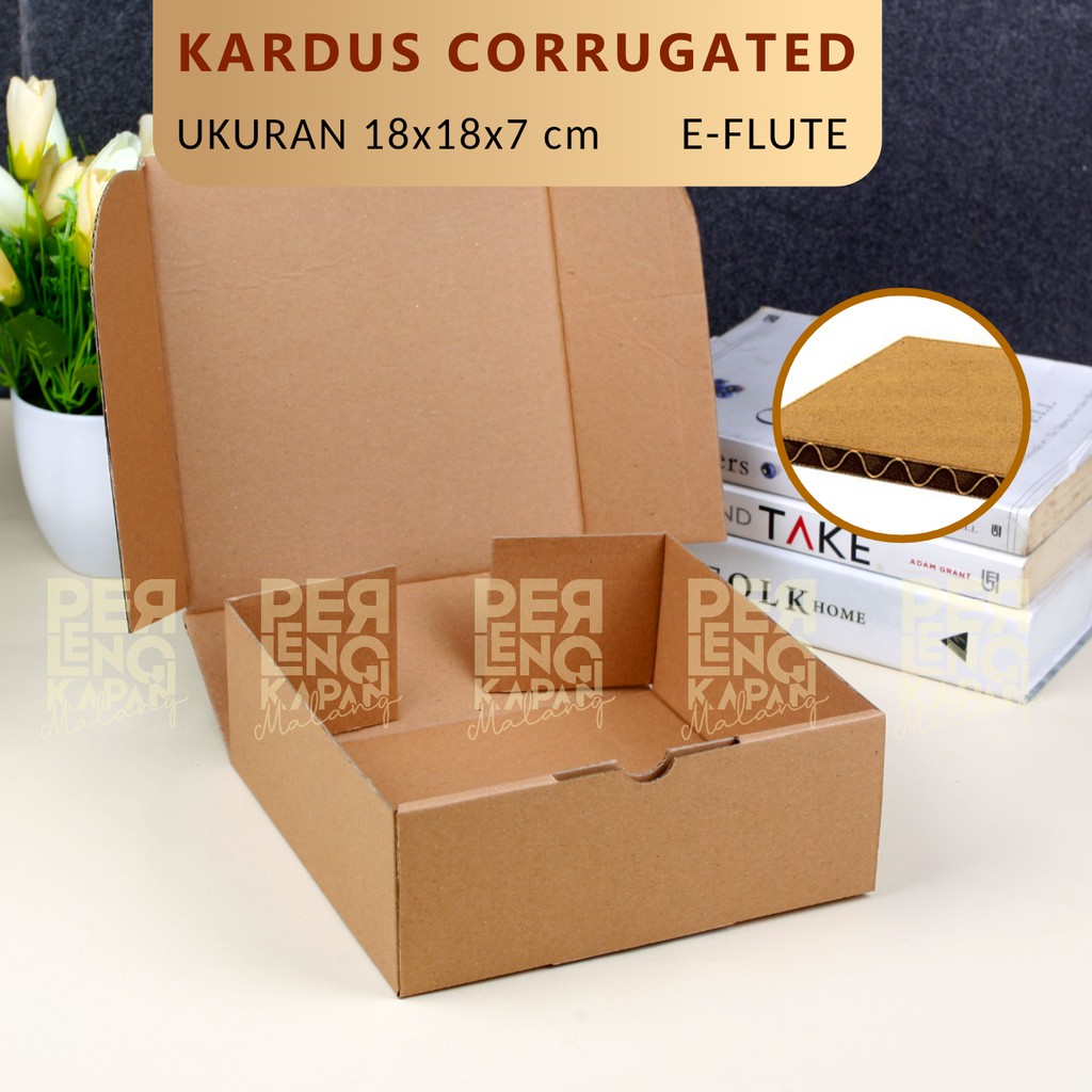 KARDUS CORRUGATED 18X18X7 CM | DIE CUT | KOTAK KARTON | BOX PACKING SOUVENIR PIZZA-2