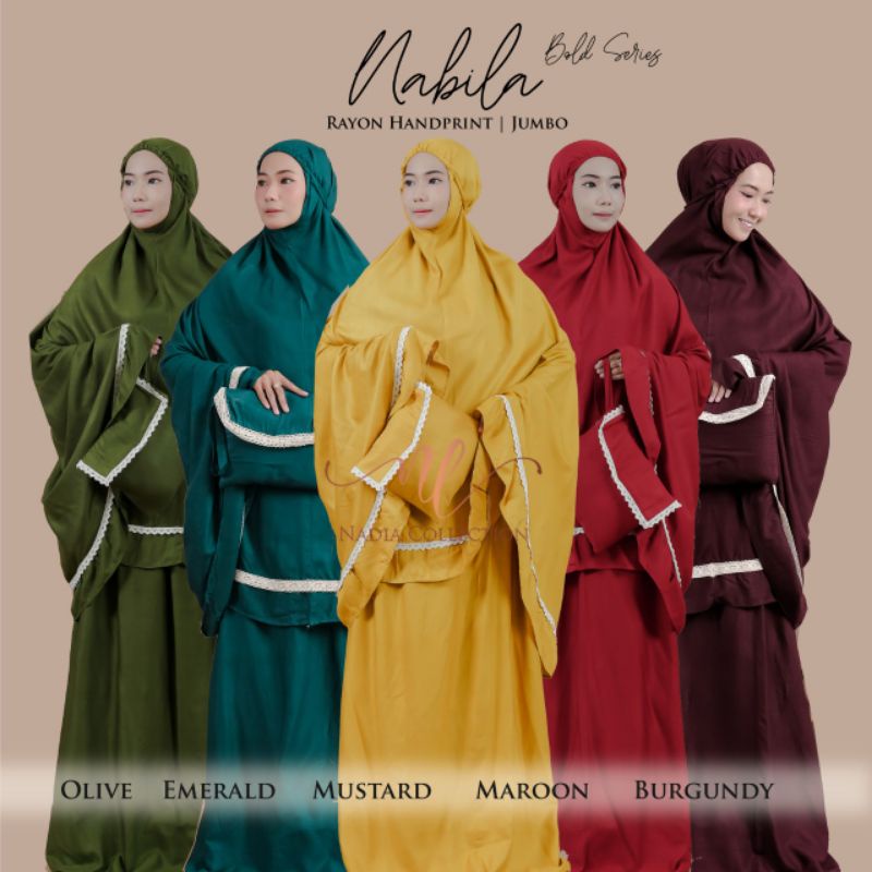 READY Mukena Nabila Bold Polos Renda Jumbo / Mukena Harian Polos Jumbo / Mukena Rayon Dewasa / Muken