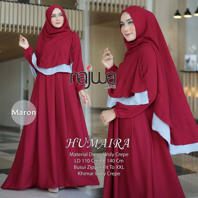 Gamis humaira Syari ori  by najwa Matt wolly  crepe