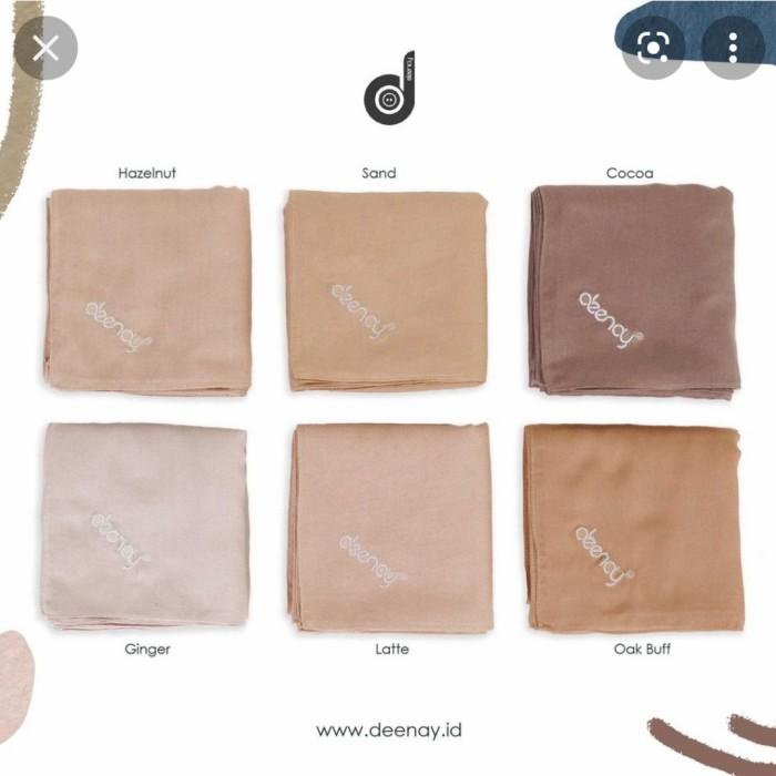 Jilbab Polos Segi Empat seri Liza Voal Coklat Cream Sand by Deenay