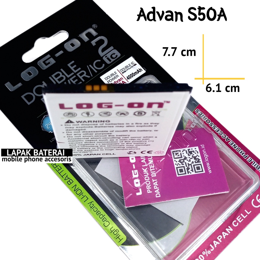 LOG  - ON Advan S50A Baterai Double IC Protection Battery Batre