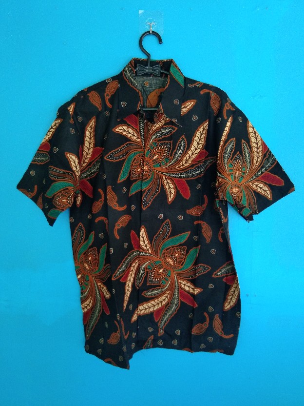 Terlaris Kemeja Batik Lengan Pendek Hrb030 Modern Halus Tulis Gus Azmi Syubbanul Wathon Seragam 5l